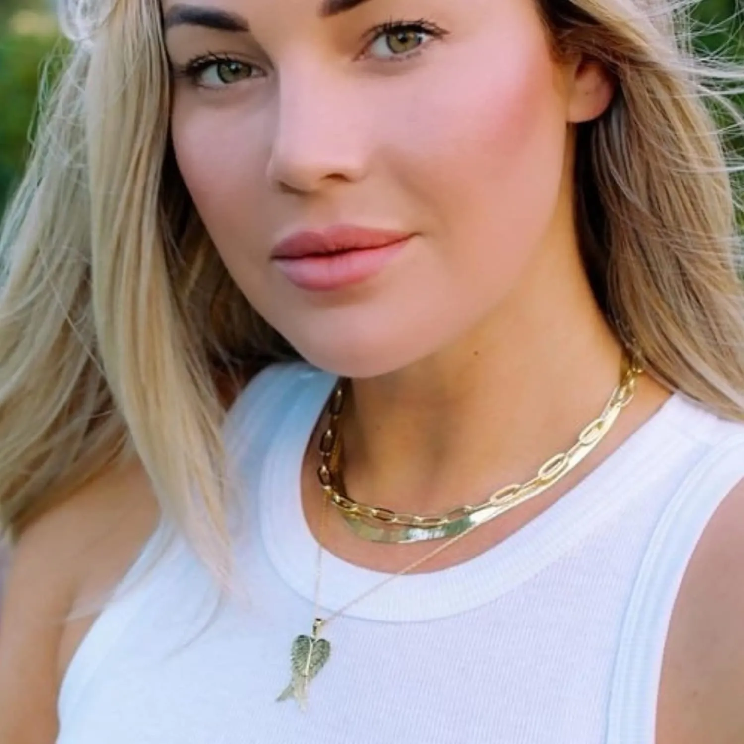 Beaux Bijoux Gold Chain Necklaces for Women | Herringbone, Paperclip, Omega Chains | Gold Plated Silver | Women's Trendy Layering Necklaces | Choose Width and Length | Gold Necklaces for Women