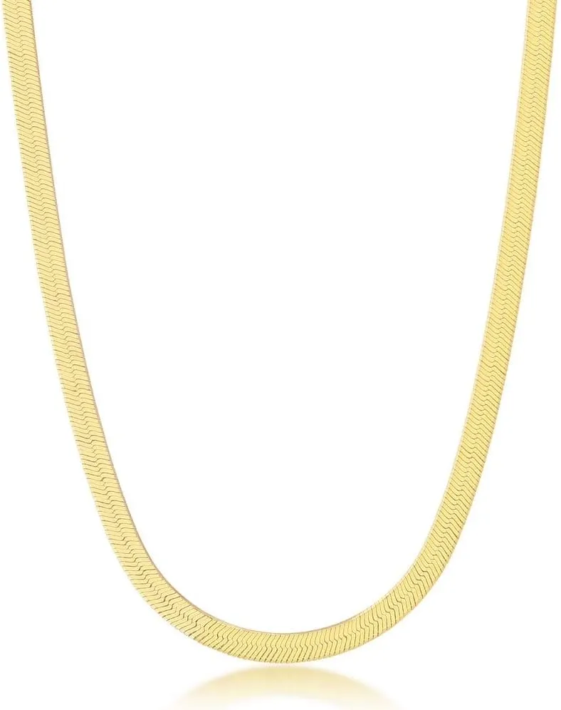 Beaux Bijoux Gold Chain Necklaces for Women | Herringbone, Paperclip, Omega Chains | Gold Plated Silver | Women's Trendy Layering Necklaces | Choose Width and Length | Gold Necklaces for Women