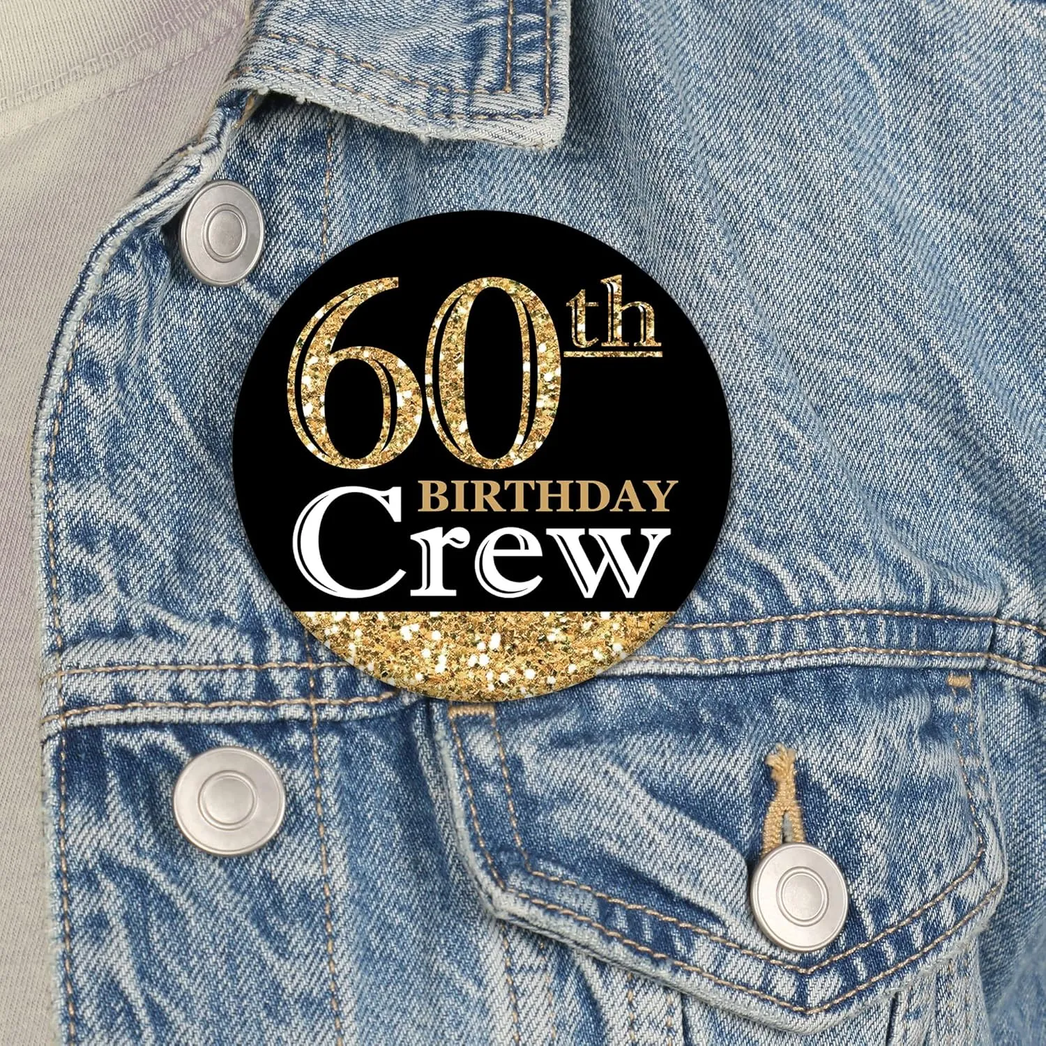 Big Dot of Happiness Adult Birthday - Gold - 3 inch Birthday Party Badge - Pinback Buttons - Set of 8