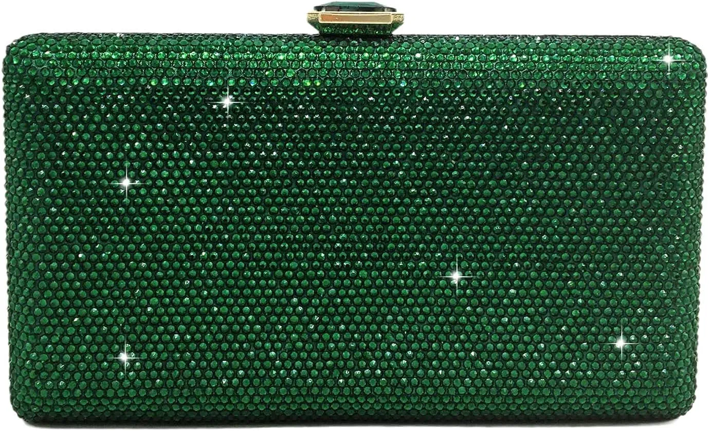 Boutique De FGG Crystal Evening Bags for Women Formal Party Box Clutch Wedding Rhinestone Handbags Bridal Clutch Purse,Mini