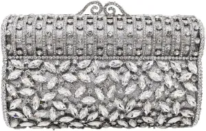 Boutique De FGG Sparkling Rhinestone Clutch Purses for Women Formal Evening Bags Bridal Wedding Crystal Clutch Handbags,Mini