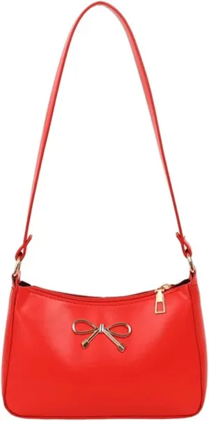 Bow Purse for Women Dressy Clutch Purse Cute Crecent Y2k Bow Sparkly Metallic Small Bling Tote Bag Prom Wedding Handbag
