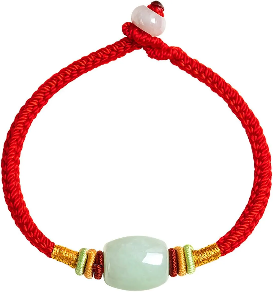 Bracelet Natural Jade Bucket Beads Bracelet Birthday Gift Friendship Bracelet Lucky Jewelry for Women Men Ladies Jewelry