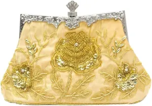 Bridal Wedding Purse Exquisite Handmade Embroidery Floral Shoulder Vintage Evening Pearl Clutch for Women Handbag