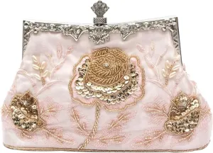 Bridal Wedding Purse Exquisite Handmade Embroidery Floral Shoulder Vintage Evening Pearl Clutch for Women Handbag