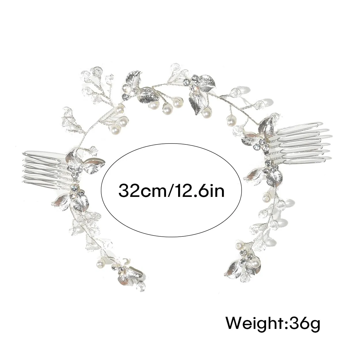 Bride Hair Accessories Wedding - Handmade Rhinestone Flower Headband Crystal Hairpin for Elegant Bridal Hairstyles, Silver