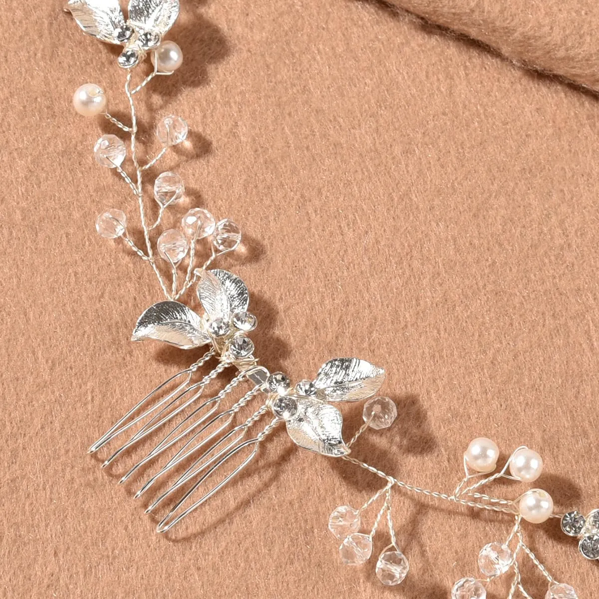 Bride Hair Accessories Wedding - Handmade Rhinestone Flower Headband Crystal Hairpin for Elegant Bridal Hairstyles, Silver