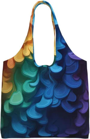 Canvas Tote Bag for Women Shoulder Tote Purse Reusable Grocery Bag Rainbow pattern background Aesthetic Shopping Bags