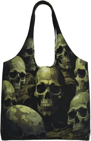 Canvas Tote Bag for Women Shoulder Tote Purse Reusable Grocery Bag Skull camouflage pattern Aesthetic Shopping Bags