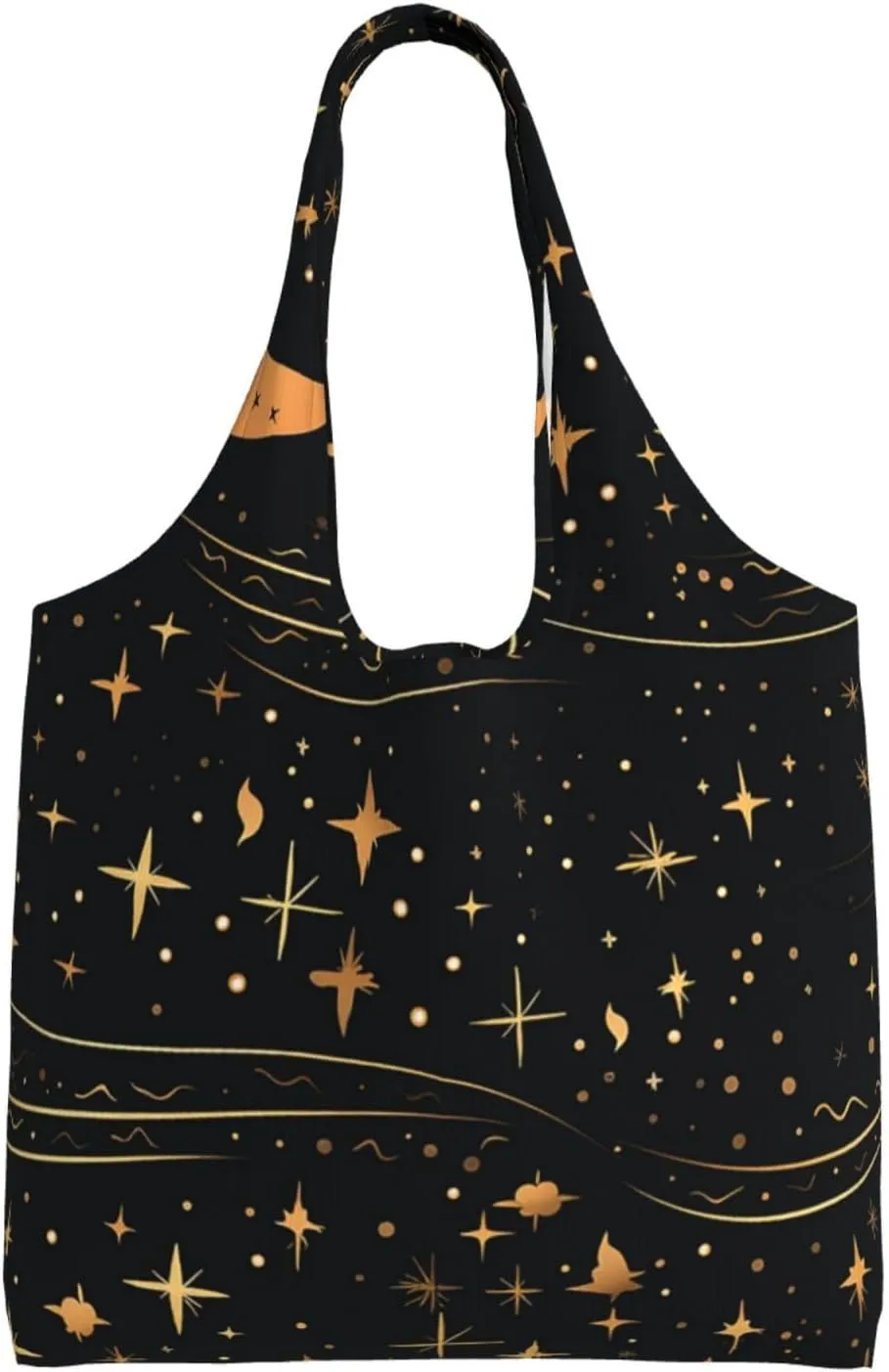 Canvas Tote Bag for Women Shoulder Tote Purse Reusable Grocery Bag Stars and moon pattern Aesthetic Shopping Bags