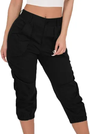 Cargo Joggers Women's Relaxed Fit Stretch Cargo Straight Pant Casual High Waist Military Outdoor Trousers Sweatpants