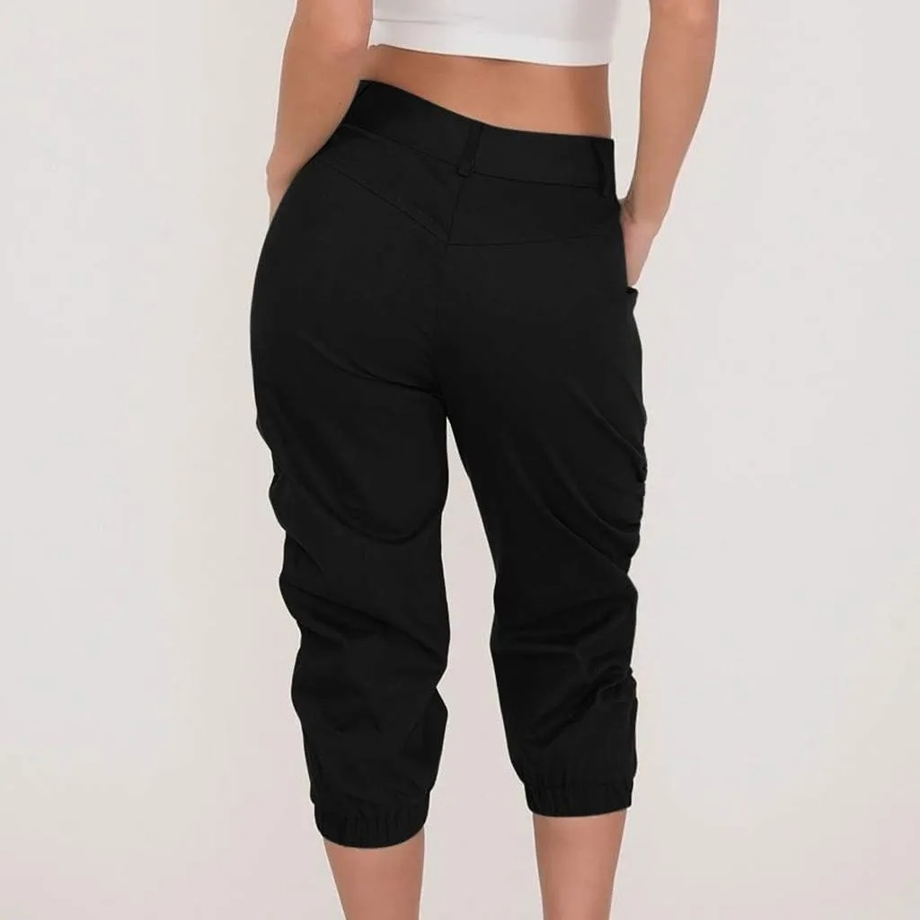 Cargo Joggers Women's Relaxed Fit Stretch Cargo Straight Pant Casual High Waist Military Outdoor Trousers Sweatpants