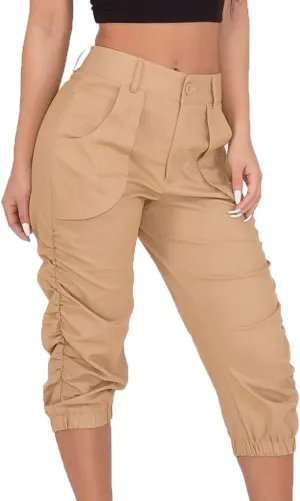 Cargo Joggers Women's Relaxed Fit Stretch Cargo Straight Pant Casual High Waist Military Outdoor Trousers Sweatpants