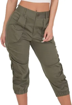 Cargo Joggers Women's Relaxed Fit Stretch Cargo Straight Pant Casual High Waist Military Outdoor Trousers Sweatpants