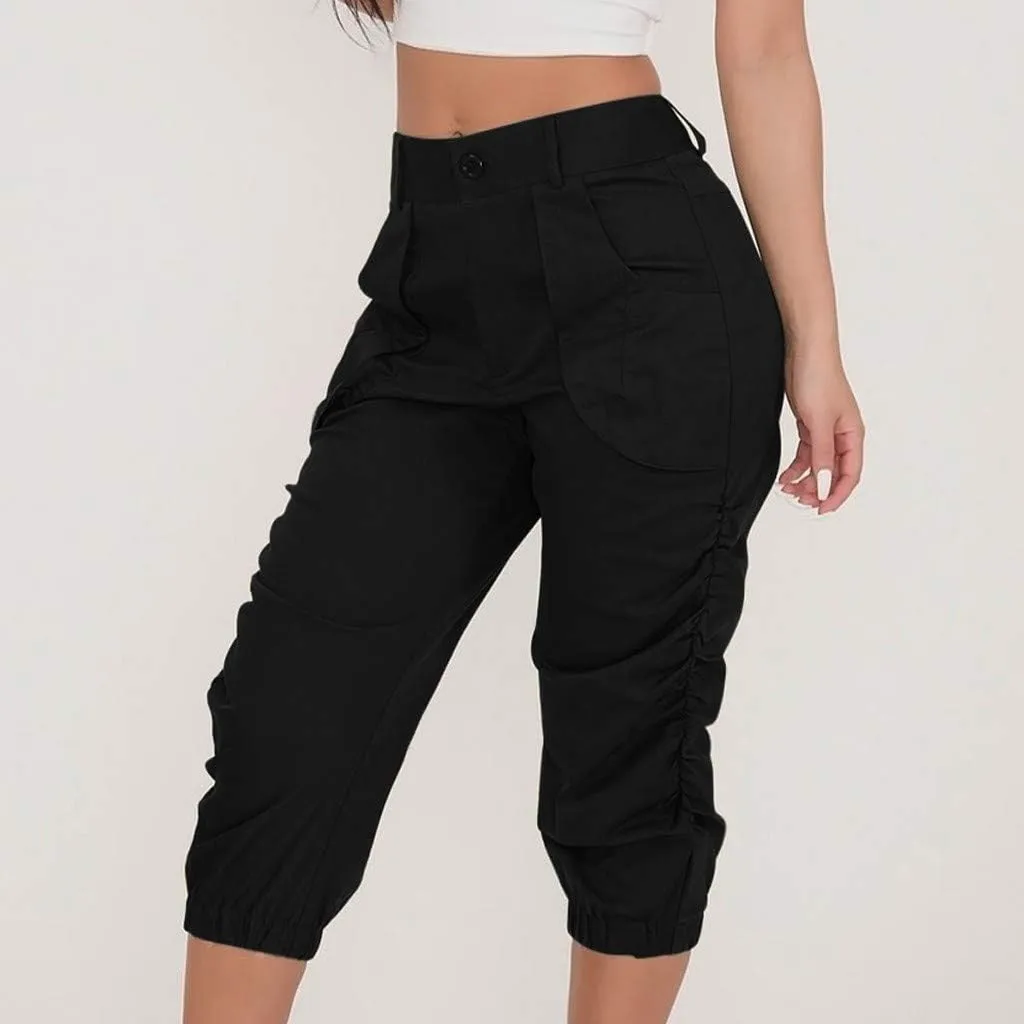 Cargo Joggers Women's Relaxed Fit Stretch Cargo Straight Pant Casual High Waist Military Outdoor Trousers Sweatpants