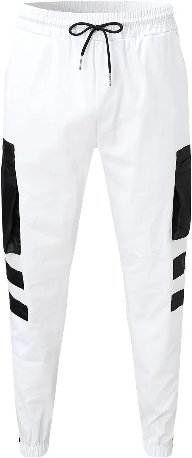 Cargo Pants for Men Relaxed Fit Mens Jogger Pants Drawstring Trousers Stretch Elastic Waist Outdoor Pants Sweatpants