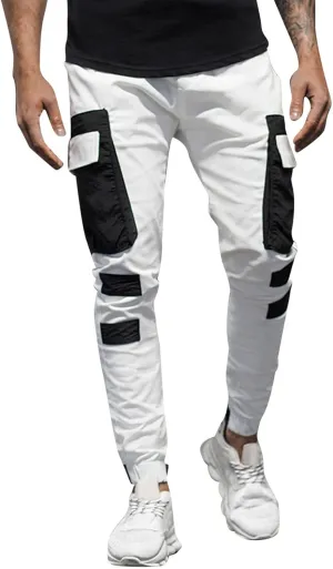 Cargo Pants for Men Relaxed Fit Mens Jogger Pants Drawstring Trousers Stretch Elastic Waist Outdoor Pants Sweatpants