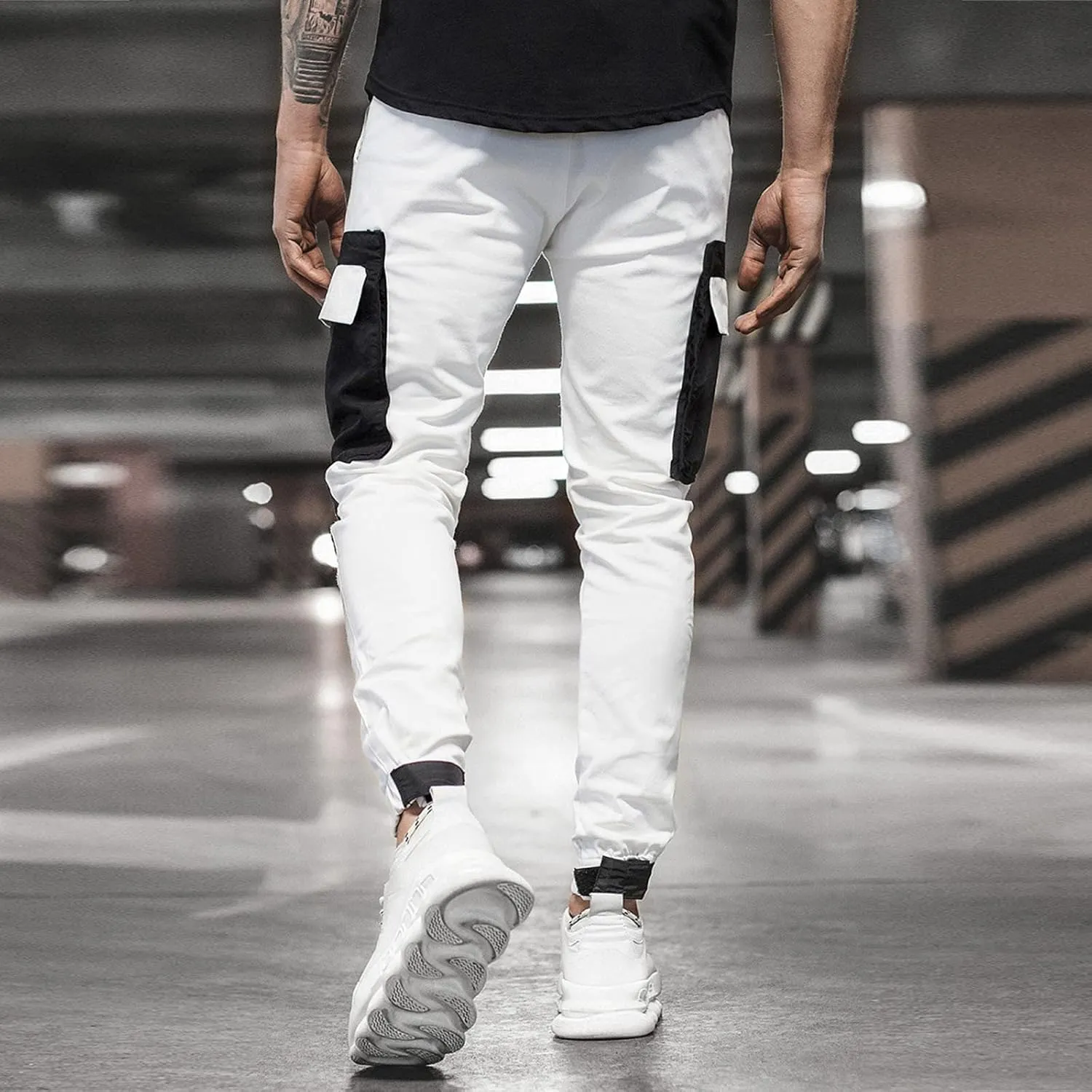 Cargo Pants for Men Relaxed Fit Mens Jogger Pants Drawstring Trousers Stretch Elastic Waist Outdoor Pants Sweatpants