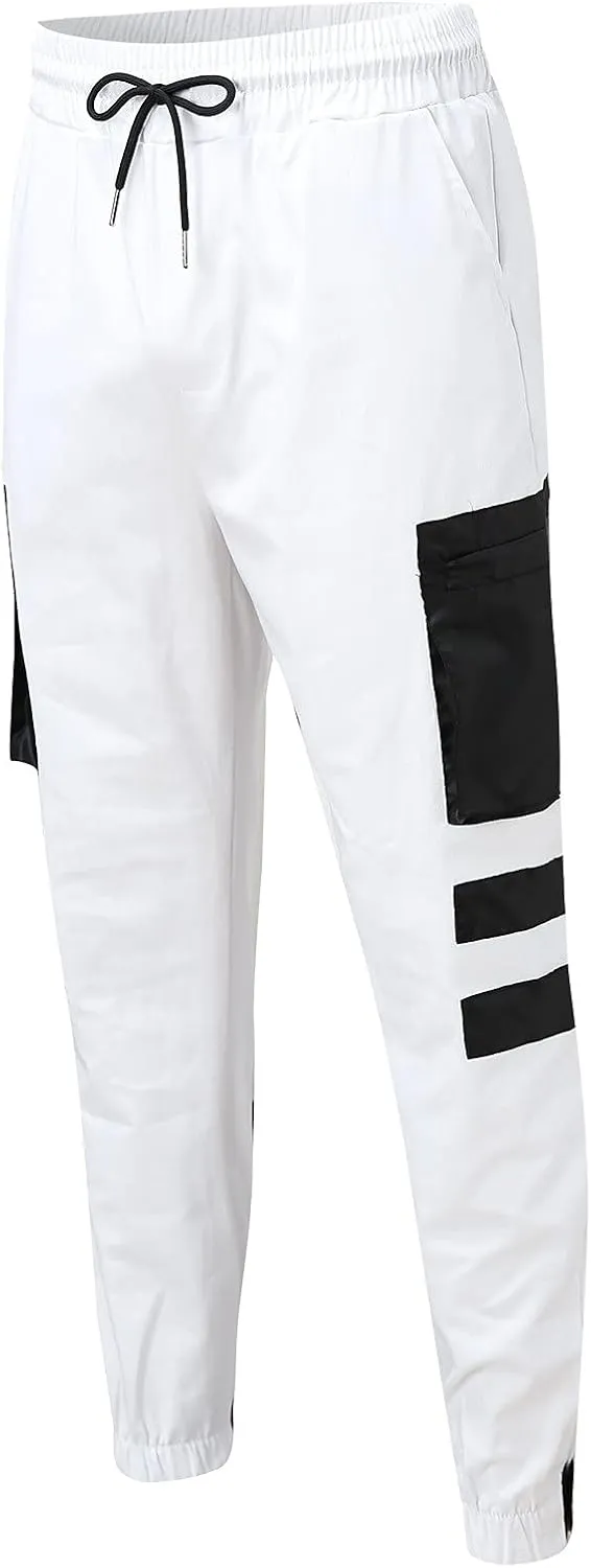 Cargo Pants for Men Relaxed Fit Mens Jogger Pants Drawstring Trousers Stretch Elastic Waist Outdoor Pants Sweatpants