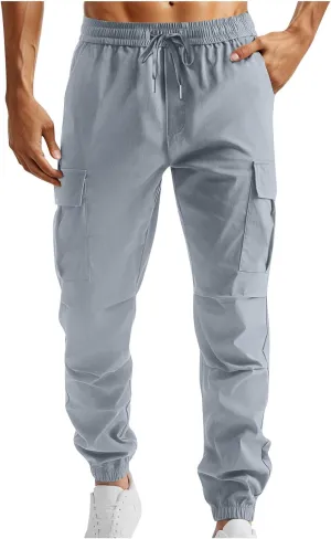 Cargo Pants for Men Relaxed Fit Stretch Workout Joggers Chino Outdoor Hiking Pants Lightweight Drawstring Sweatpants