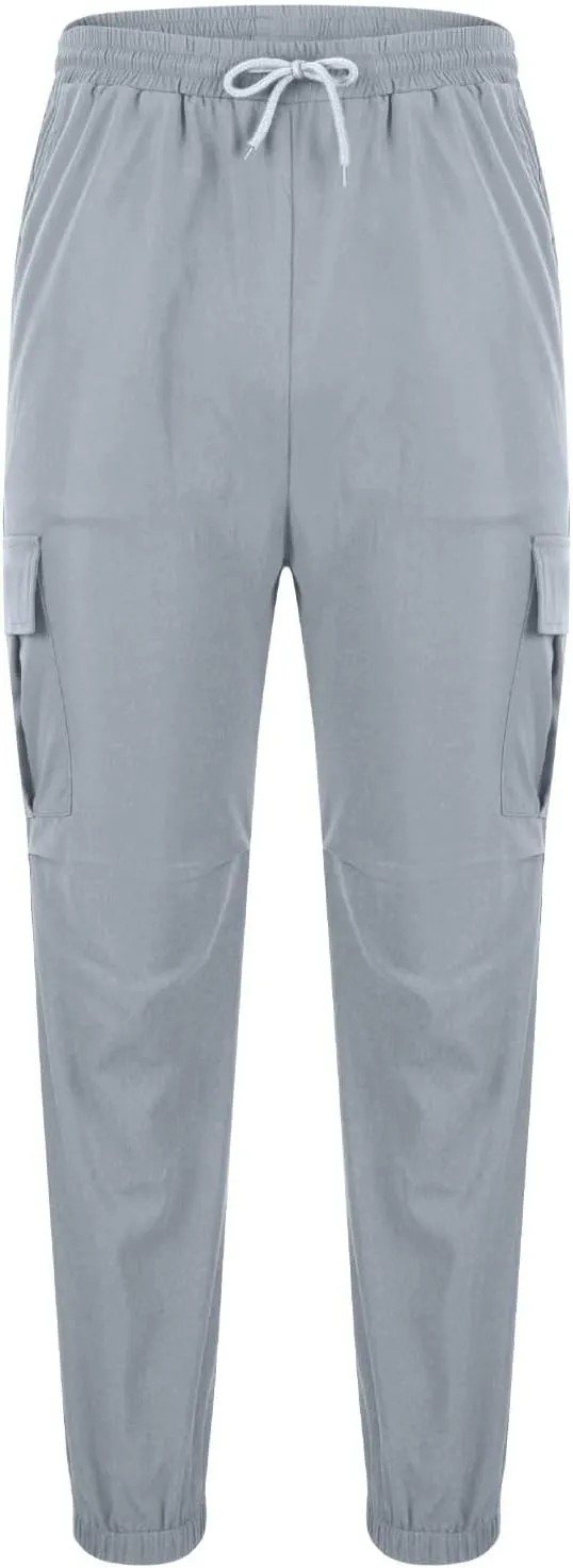 Cargo Pants for Men Relaxed Fit Stretch Workout Joggers Chino Outdoor Hiking Pants Lightweight Drawstring Sweatpants