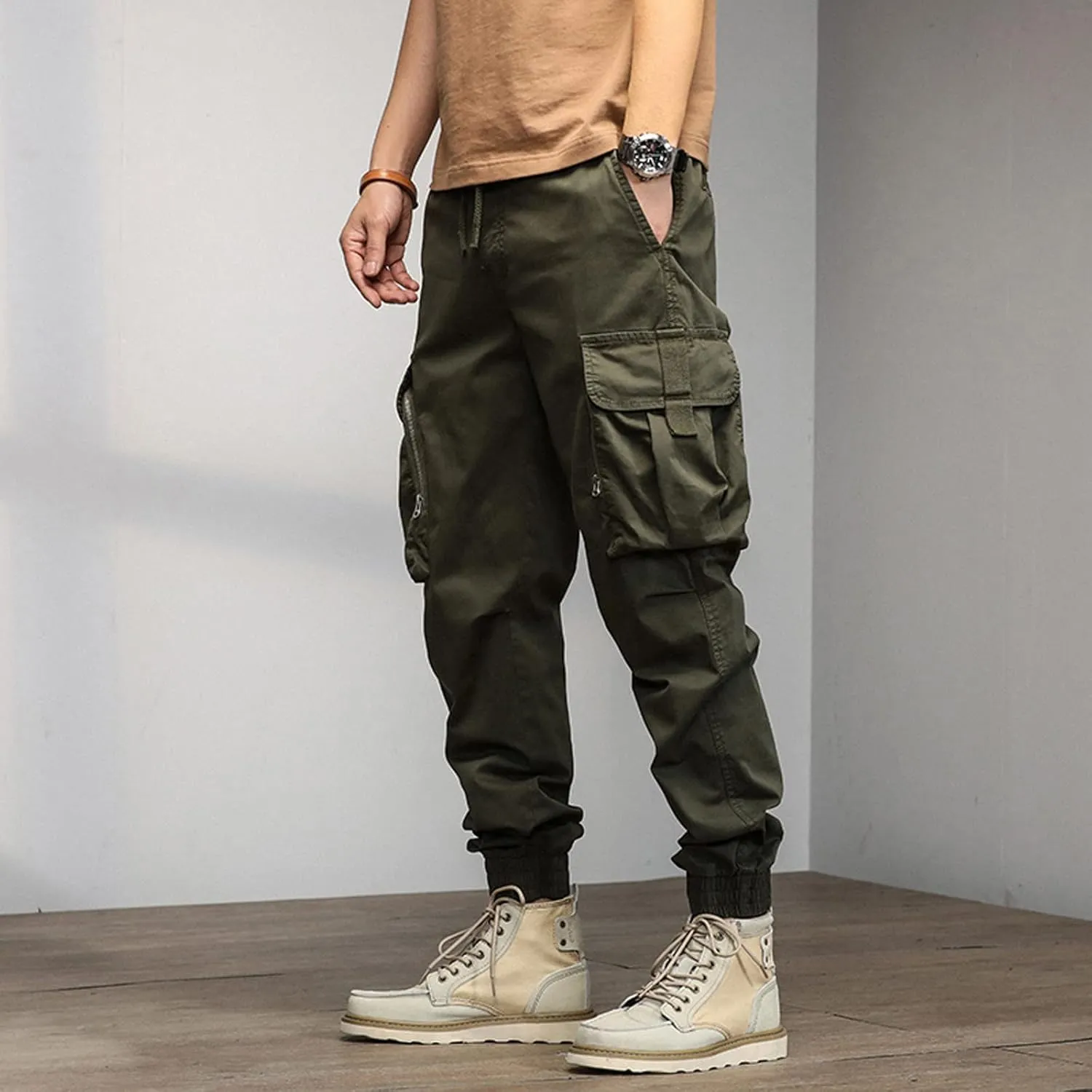 Cargo Pants for Men Relaxed Fit Sweatpants with Pockets Drawstring Athletic Pants Joggers Running Sports Sweatpants