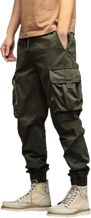 Cargo Pants for Men Relaxed Fit Sweatpants with Pockets Drawstring Athletic Pants Joggers Running Sports Sweatpants