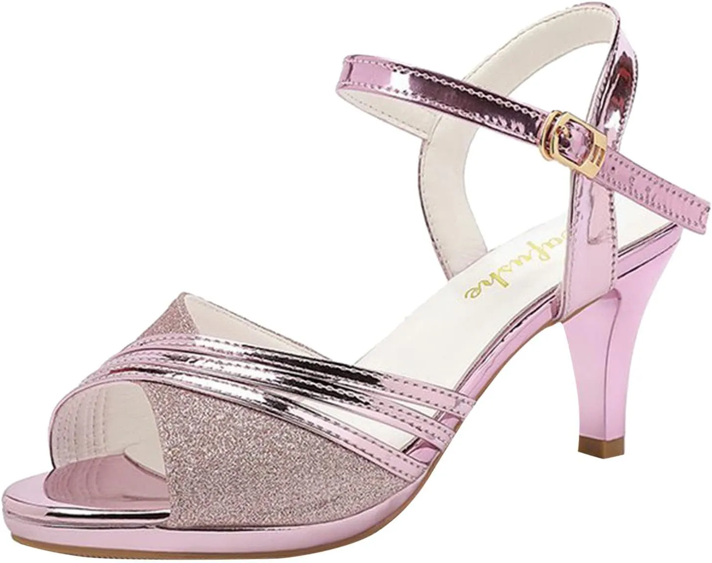 Cathalem Sandals for Women Summer Dressy,Strap High Heel Fashion Toe Sandals Platform Buckle Strappy Sandals Women Clear Sandals