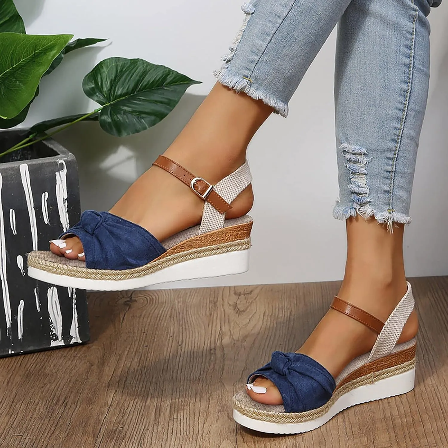 Cathalem Summer Sandals for Women 2024 Open Toe Sandals Walking Slippers with Arch Support Wedge Sandals Summer Dressy