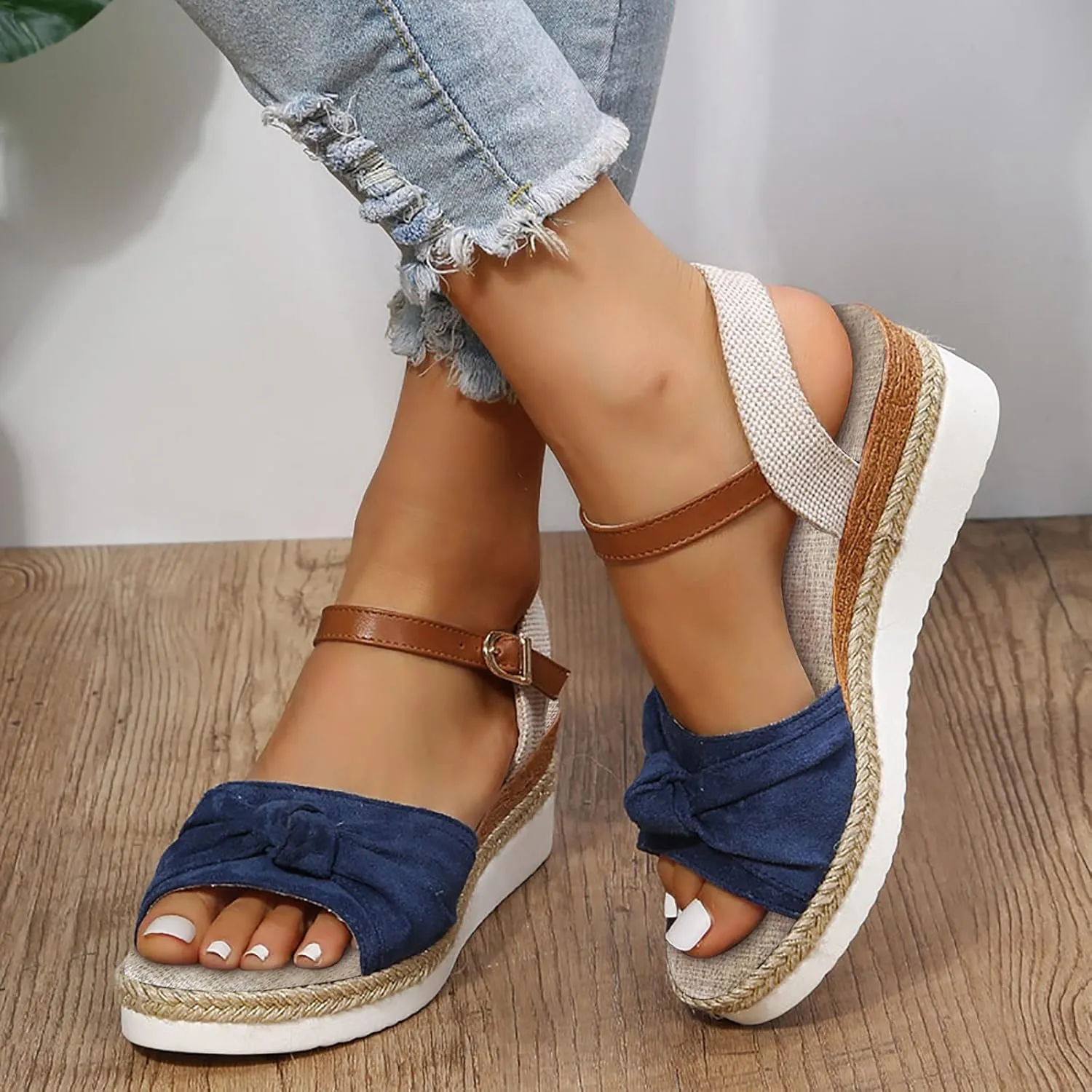 Cathalem Summer Sandals for Women 2024 Open Toe Sandals Walking Slippers with Arch Support Wedge Sandals Summer Dressy