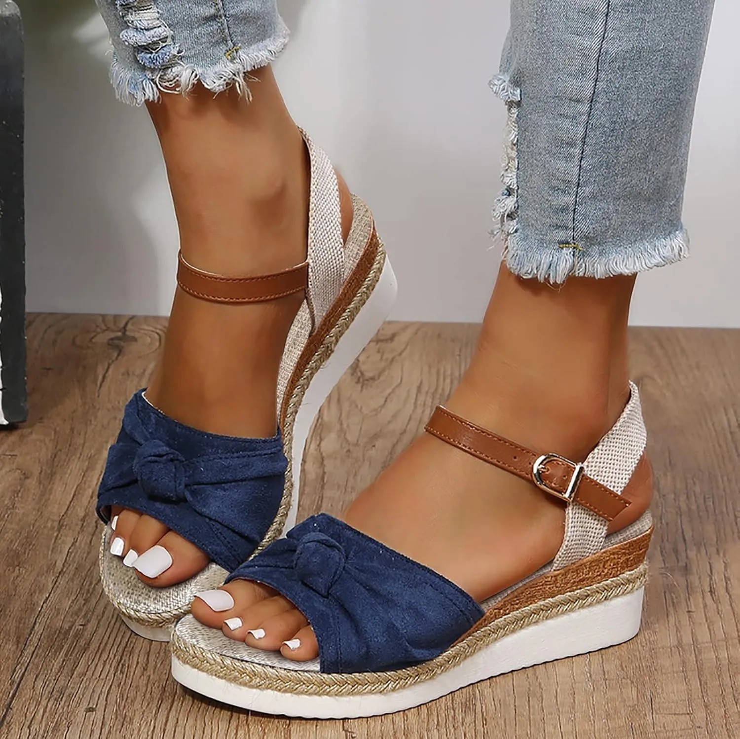 Cathalem Summer Sandals for Women 2024 Open Toe Sandals Walking Slippers with Arch Support Wedge Sandals Summer Dressy
