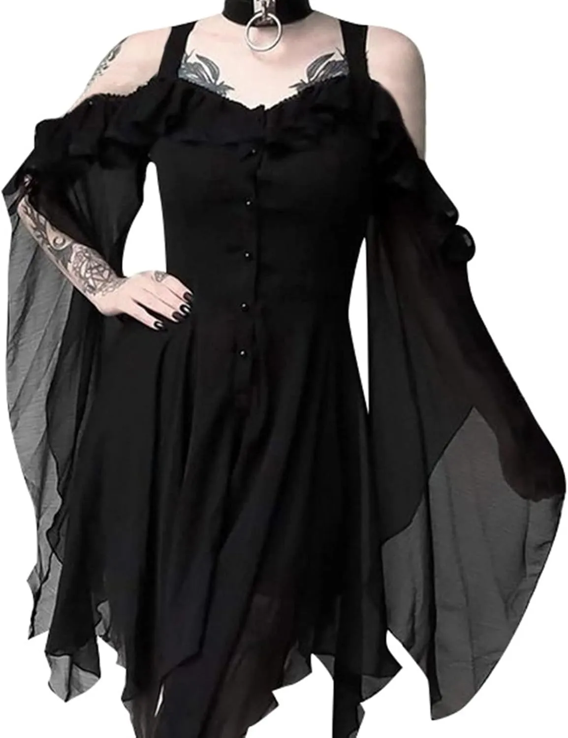 Cdiecer Renaissance Faire Costume Women Sexy Off Shoulder Fairy Dress Plus Size Halloween Gothic Steampunk Dresses