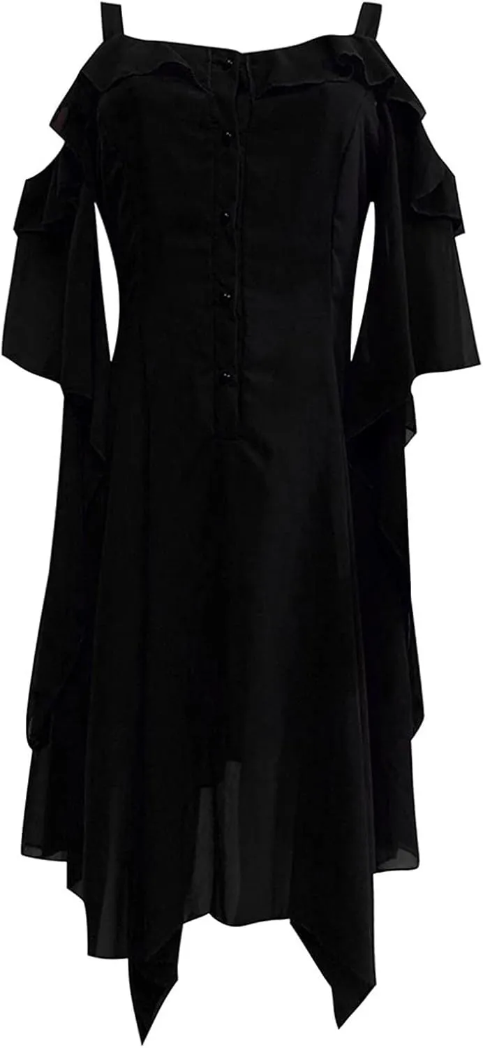 Cdiecer Renaissance Faire Costume Women Sexy Off Shoulder Fairy Dress Plus Size Halloween Gothic Steampunk Dresses