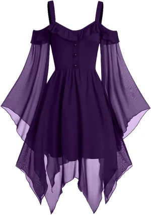 Cdiecer Renaissance Faire Costume Women Sexy Off Shoulder Fairy Dress Plus Size Halloween Gothic Steampunk Dresses