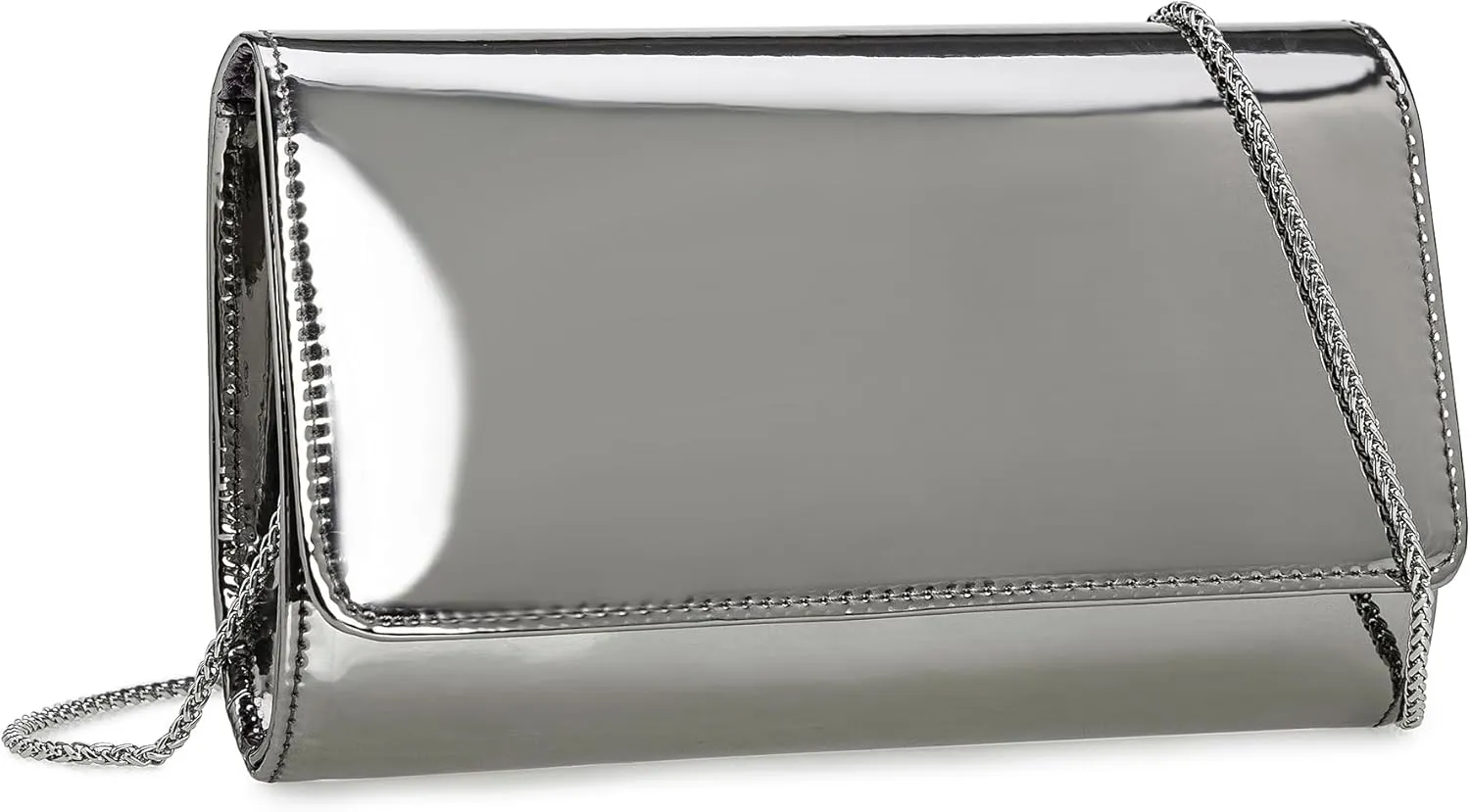 CHARMING TAILOR Faux Leather Wedding Clutch for Women Metallic PU Formal Bag Mirrored Patent Evening Party Purse