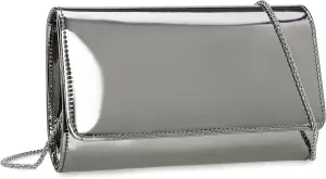 CHARMING TAILOR Faux Leather Wedding Clutch for Women Metallic PU Formal Bag Mirrored Patent Evening Party Purse