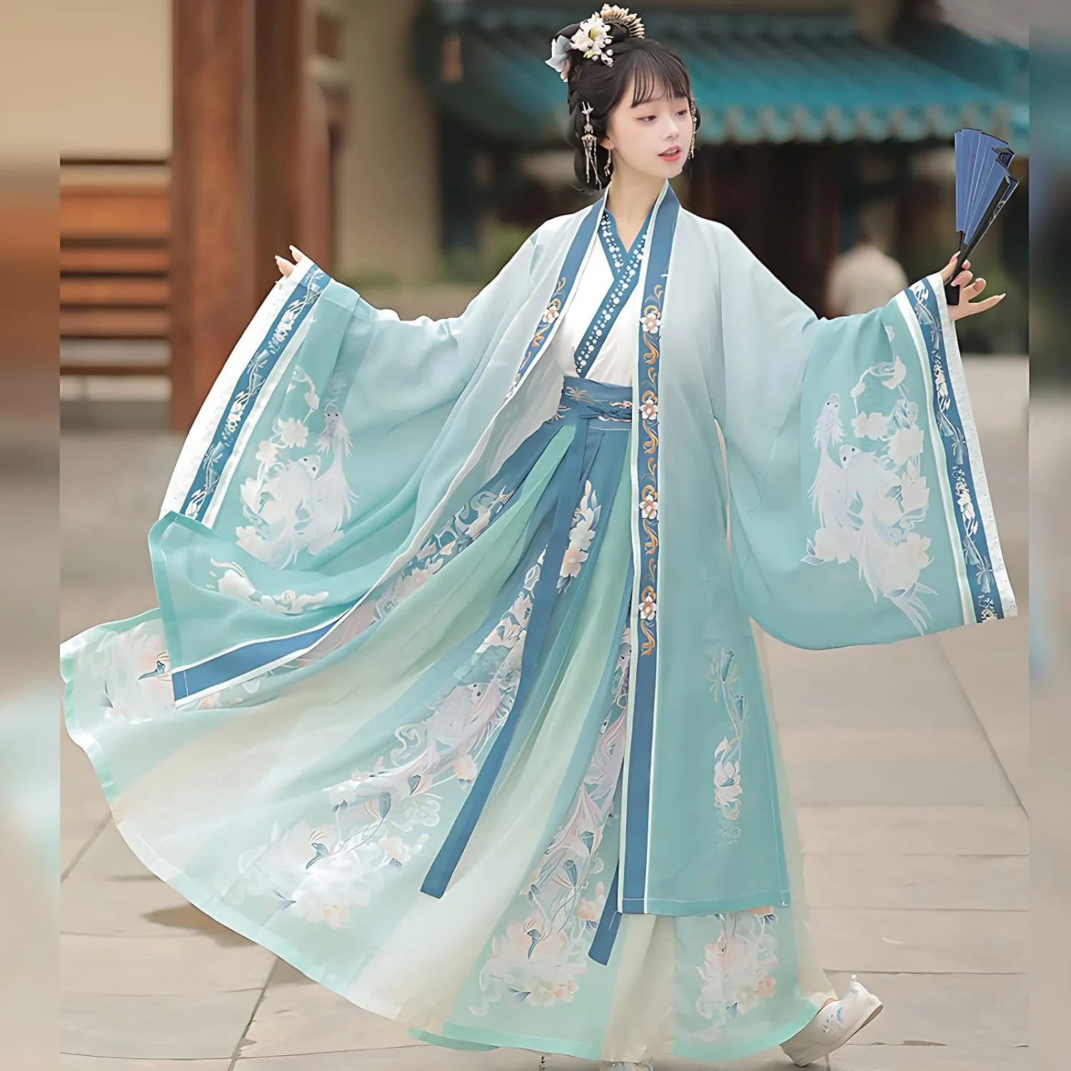 Chinese Original Hanfu Dress for Women, Traditional Chinese Embroidered Hanfu,Chinese Antiquity Costume Maxi Skirt