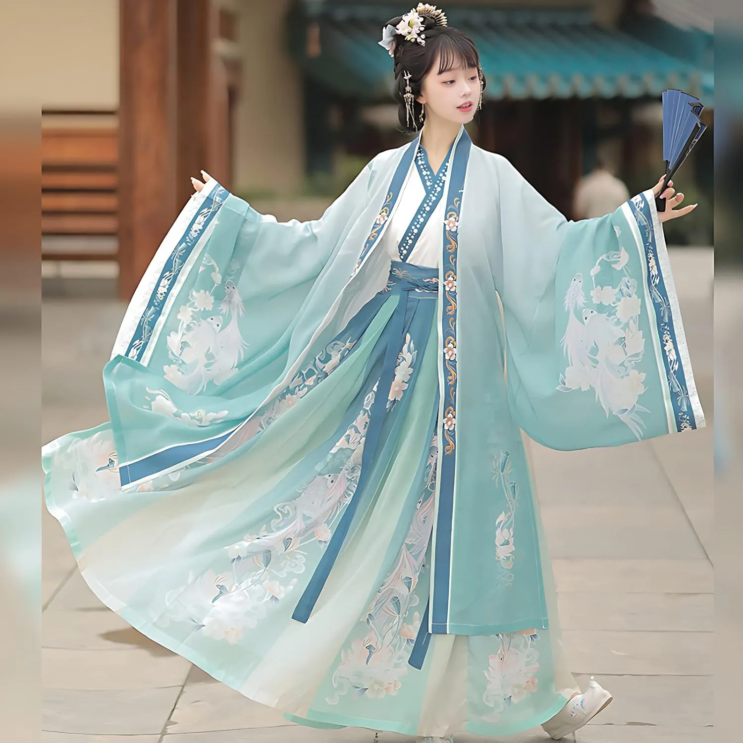 Chinese Original Hanfu Dress for Women, Traditional Chinese Embroidered Hanfu,Chinese Antiquity Costume Maxi Skirt