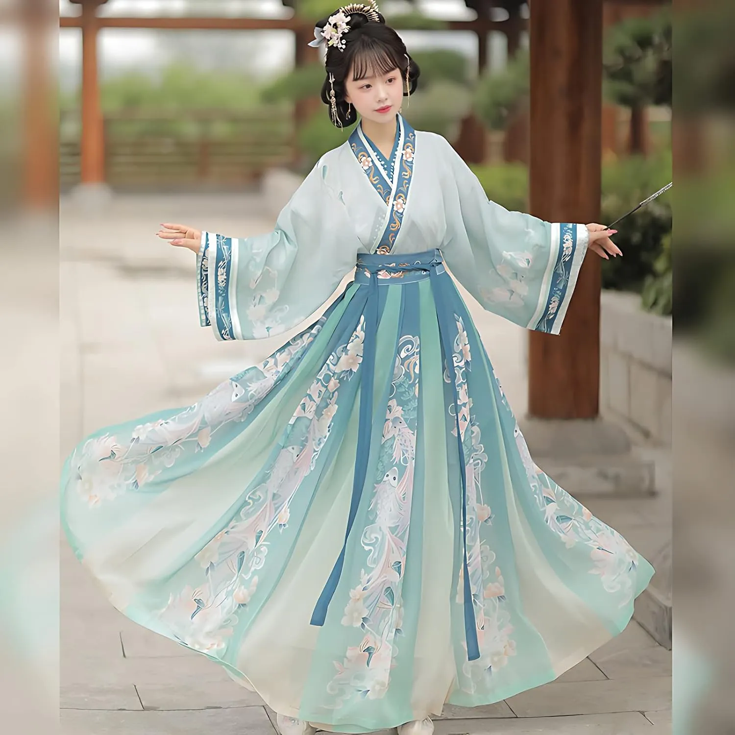 Chinese Original Hanfu Dress for Women, Traditional Chinese Embroidered Hanfu,Chinese Antiquity Costume Maxi Skirt