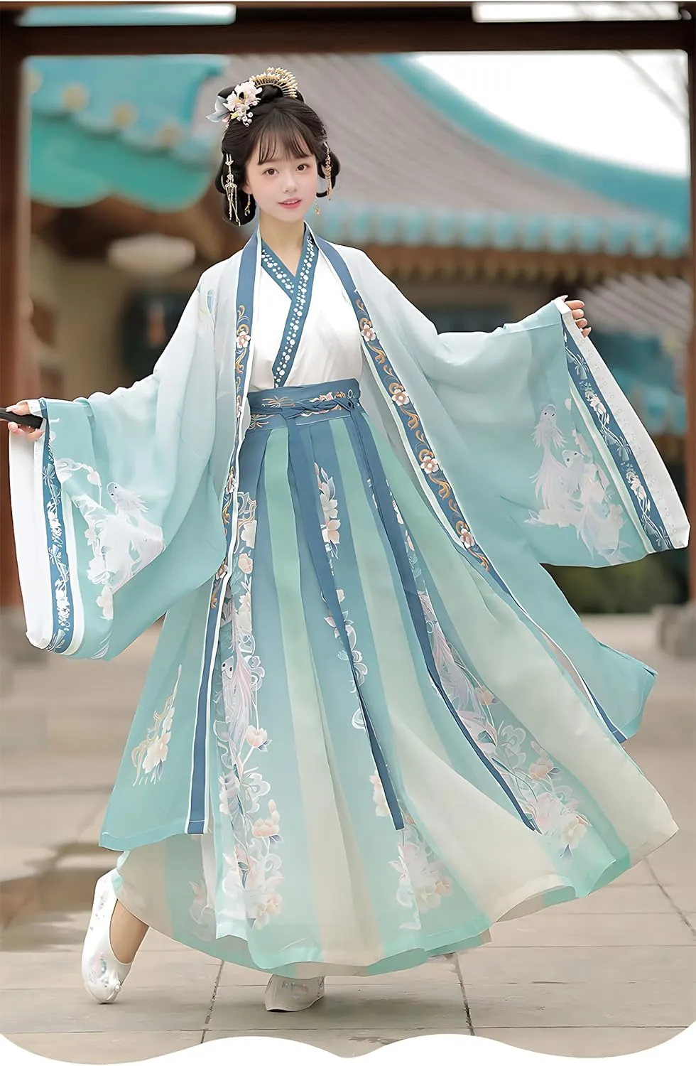 Chinese Original Hanfu Dress for Women, Traditional Chinese Embroidered Hanfu,Chinese Antiquity Costume Maxi Skirt