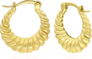 Chunky Hoop Earrings for Women Gold Plated Brass Metal Dainty Hoop Earrings Huggie Hoop Earrings Gift for Girlfriend