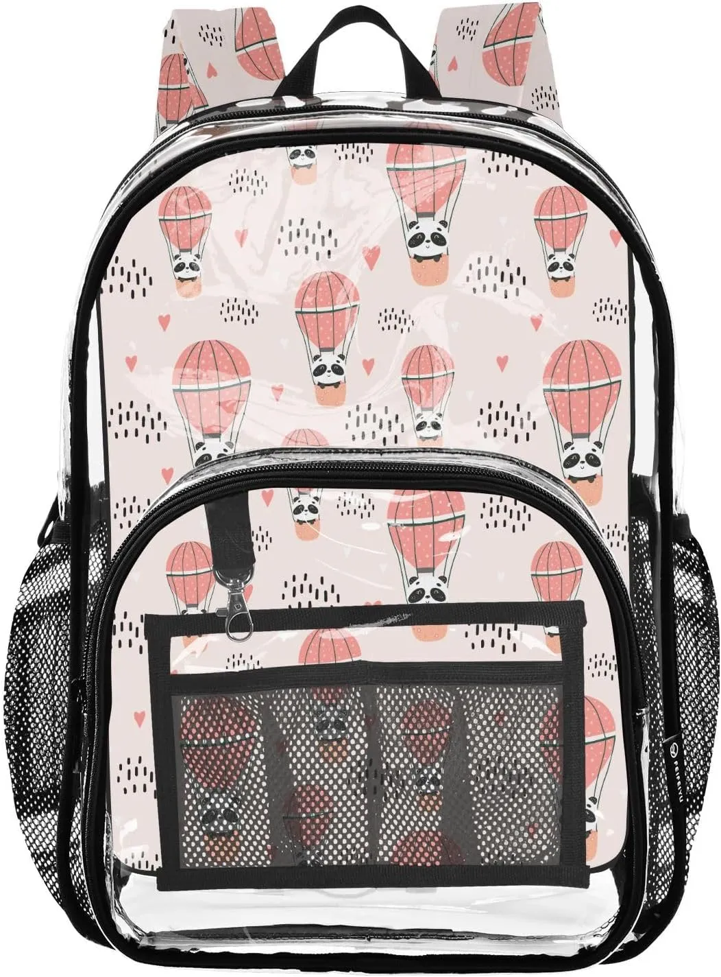 Clear Backpack Heavy Duty 15.7 Inch Balloon Panda Clear Bookbag See Through Backpack Large Bag for Stadium Approved for School Concert Work College