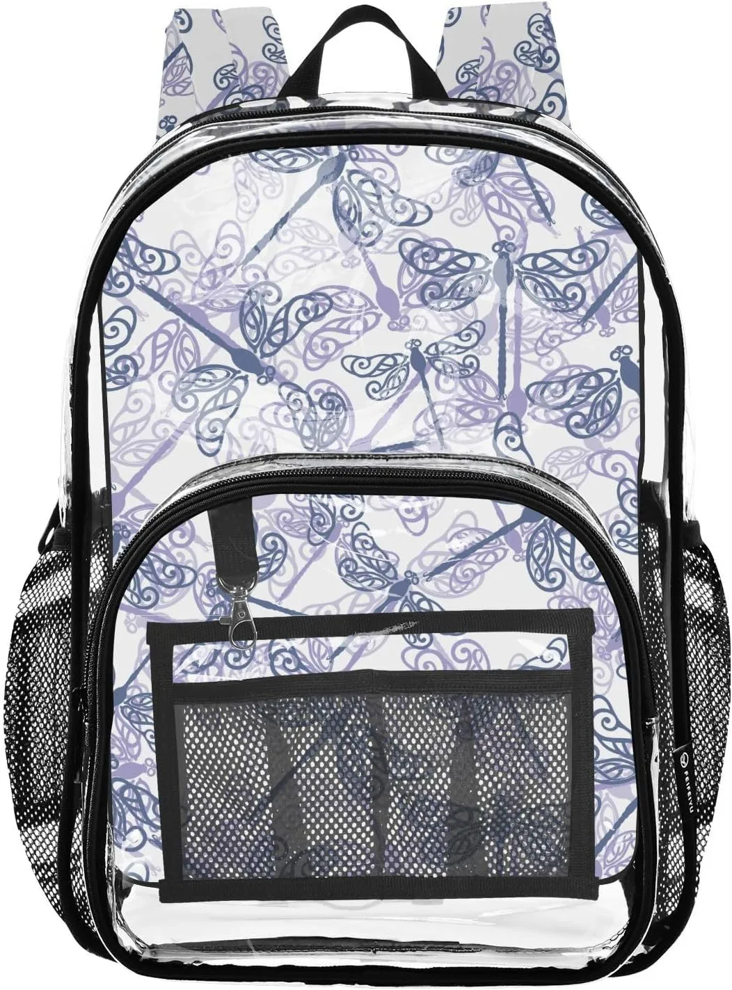 Clear Backpack Heavy Duty 15.7 Inch Dragonfly Boho Clear Bookbag See Through Backpack Large Bag for Stadium Approved for School Concert Work College