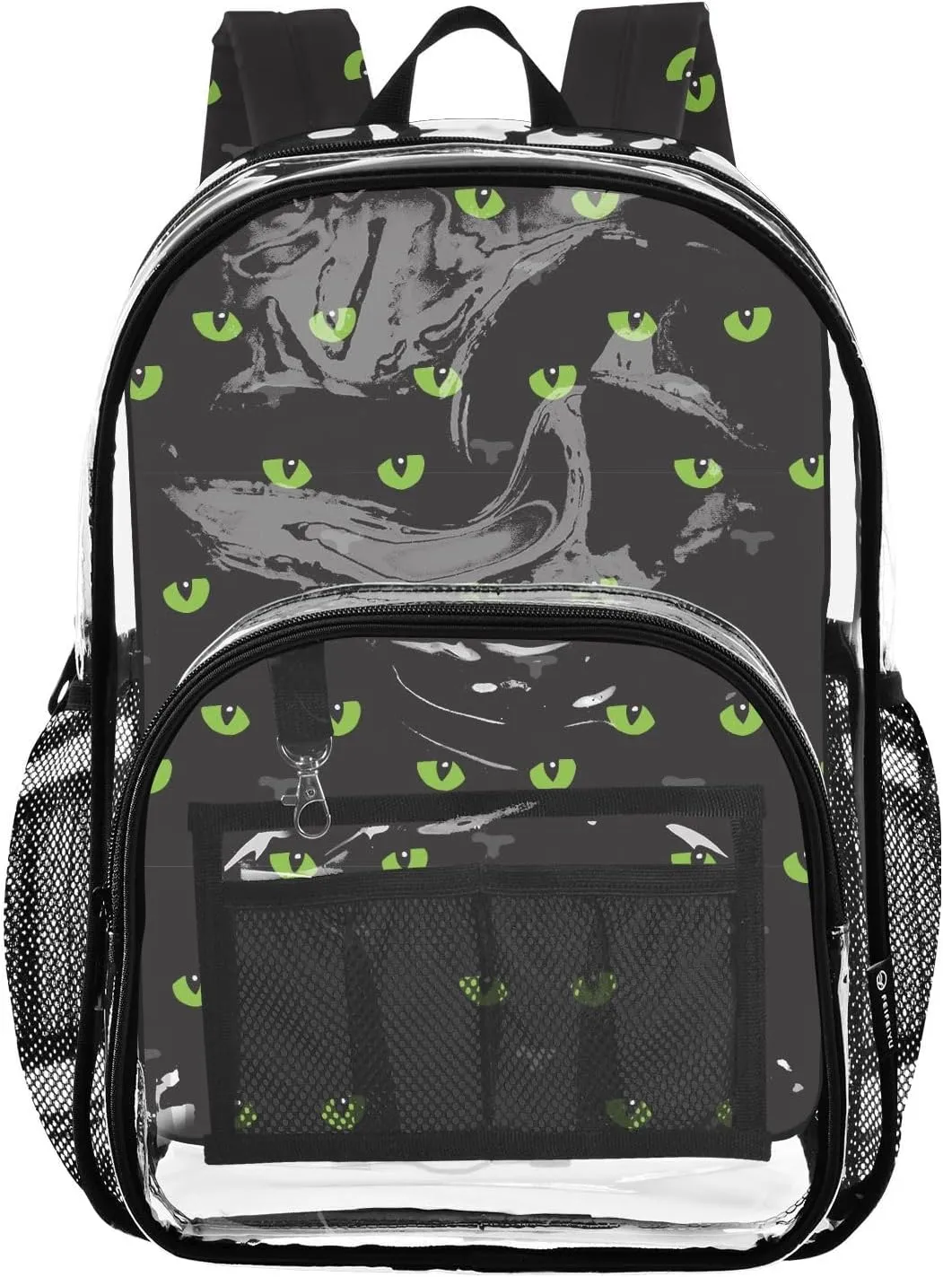 Clear Backpack Heavy Duty 15.7 Inch Eyes Cats Clear Bookbag Large Bag for Stadium Approved See Through Backpack for School Work Concert College