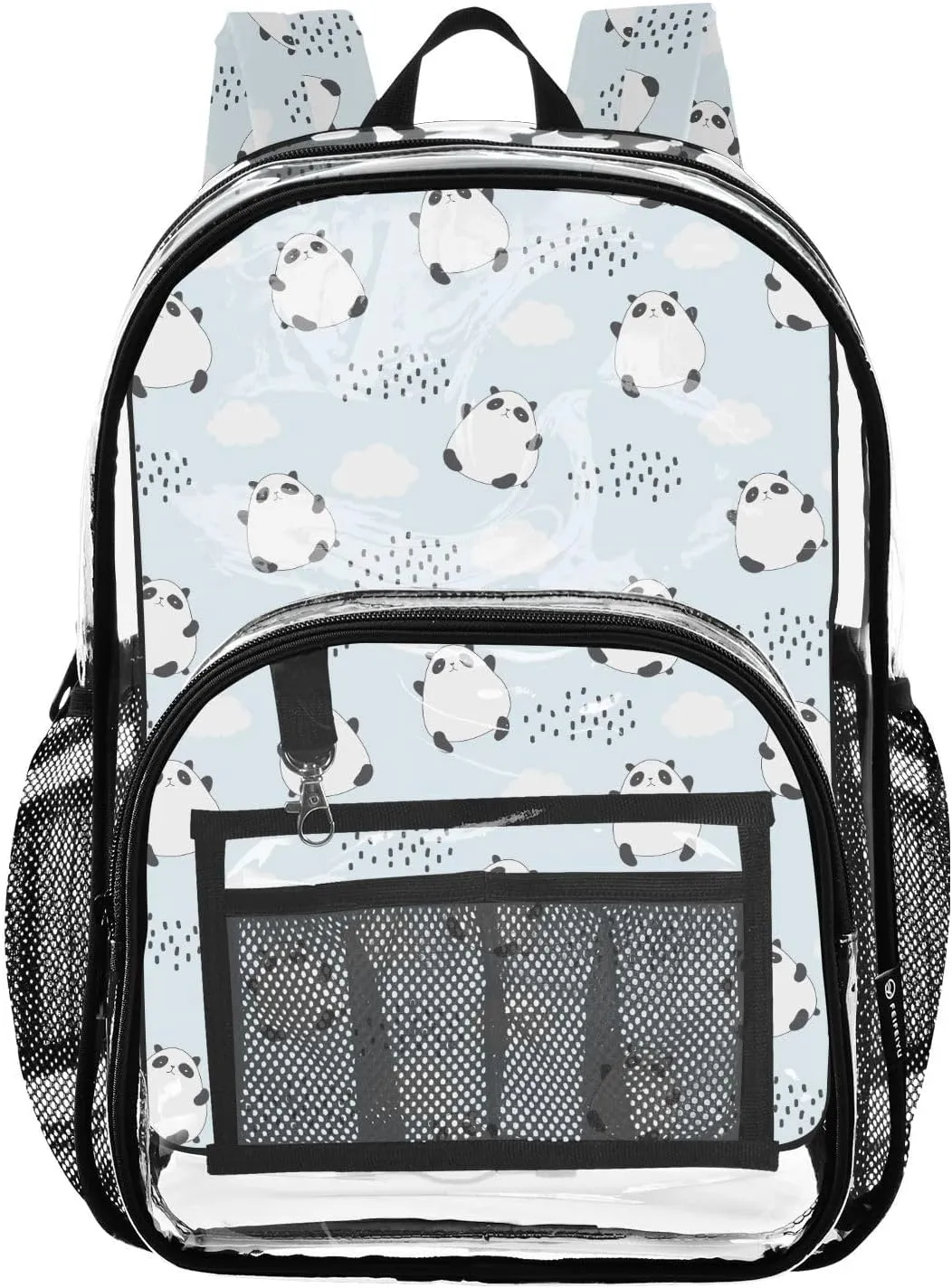 Clear Backpack Heavy Duty 15.7 Inch Fat Panda See Through Backpack Clear Bag Large Bookbag for Stadium Approved for Work Concert School College
