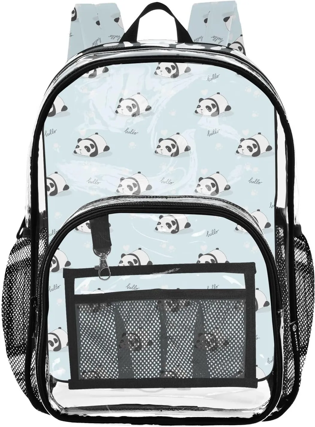 Clear Backpack Heavy Duty 15.7 Inch Panda Blue See Through Backpack Clear Bookbag for Stadium Approved Large Bag for School Concert Work College