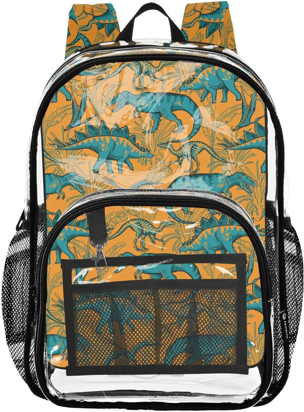 Clear Backpack Heavy Duty 15.7 Inch Trees Dinosaur See Through Backpack Clear Bookbag for Stadium Approved Large Bag for College School Work Concert