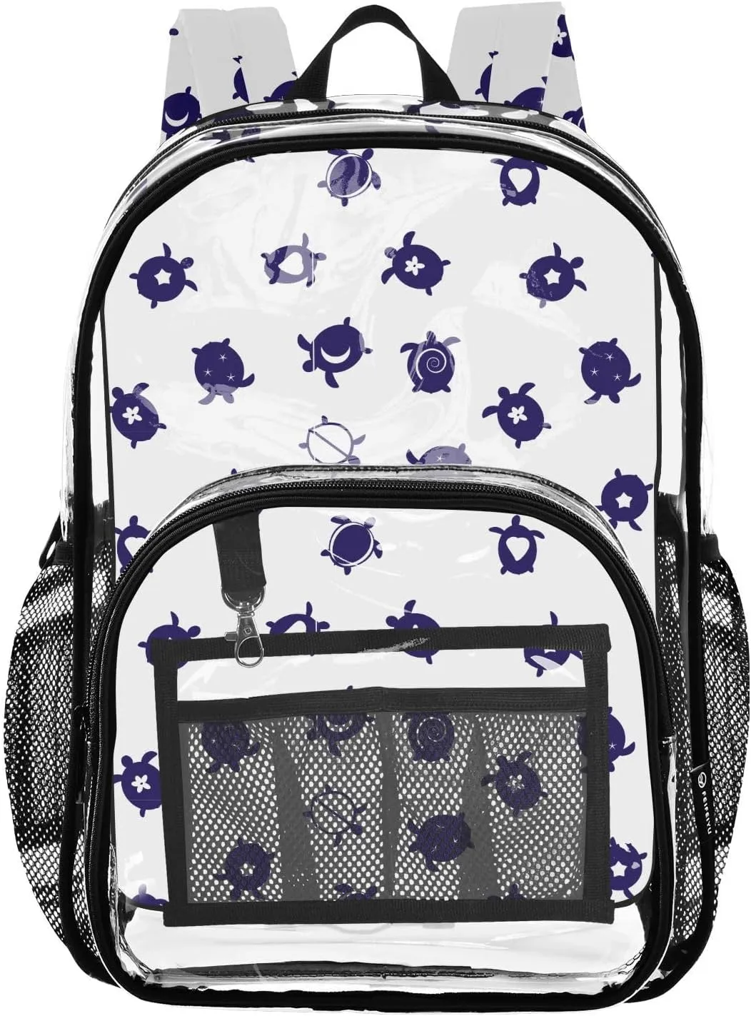 Clear Backpack Heavy Duty 15.7 Inch Turtles White See Through Backpack Approved Large Bag Clear Bookbag for Stadium for School Concert Work College