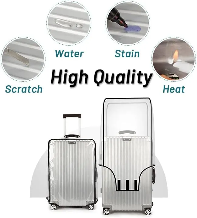 Clear PVC Suitcase Cover - 20 22 24 26 28 30 Inch Waterproof Luggage Protector - Transparent Travel Suitcase Wrap for Wheeled Luggage (20 Inch)