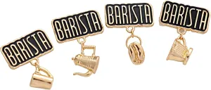 Coffee Cup Brooch Set Fashion Enamel Brooch Pins Set for Unisex Women's Clothing Decorate(4pcs 3D Coffee)